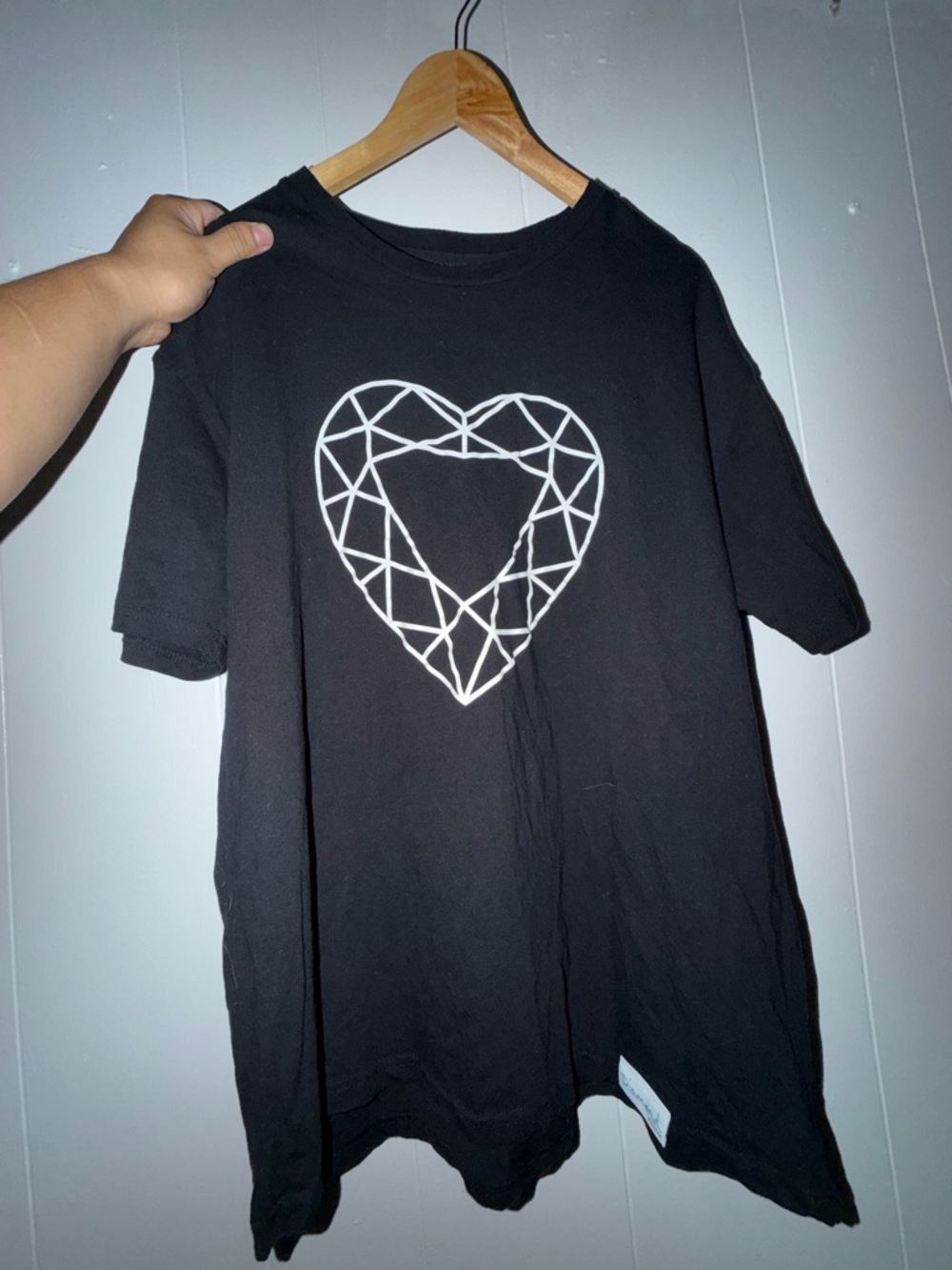 Diamond Supply Co. Black Tee with White Geometric Heart